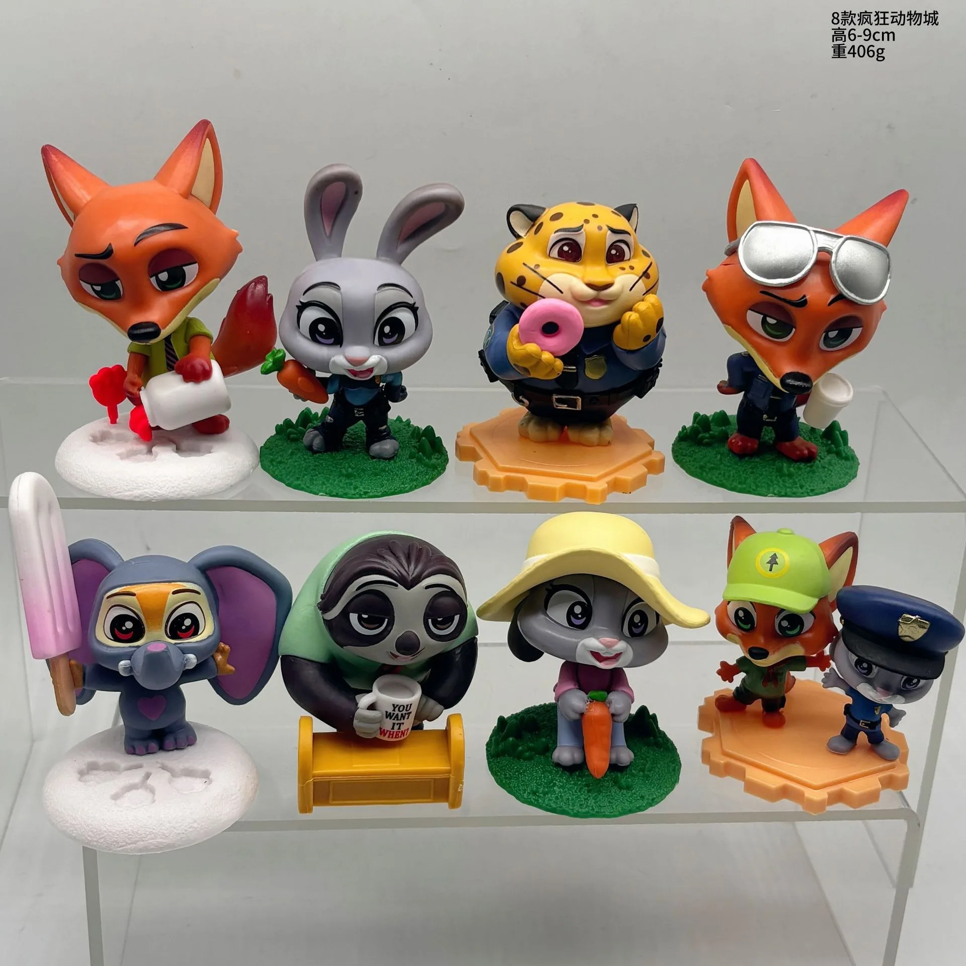 8PCS Zootopia Animal Figures Set Fox Nick Bunny Judy Toy Model Collectible for Kids Gift
