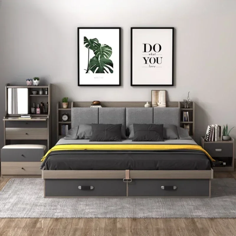 Nordic Modern Double Bed Simple Storage Small Apartment Box Bed