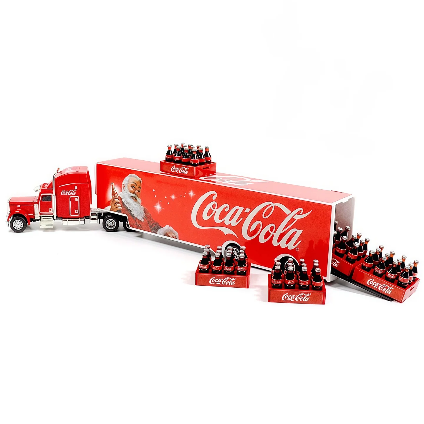 Coca-Cola Christmas Edition Truck Model Toy Super Size 164 Containing 5 Crates of Coca-Cola Soda Box Carriage Collectible