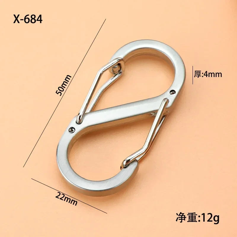 1pcs Stainless Steel S Type Carabiner with Lock Mini Keychain Hook Anti-Theft Outdoor Camping Backpack Buckle Key-Lock Tool