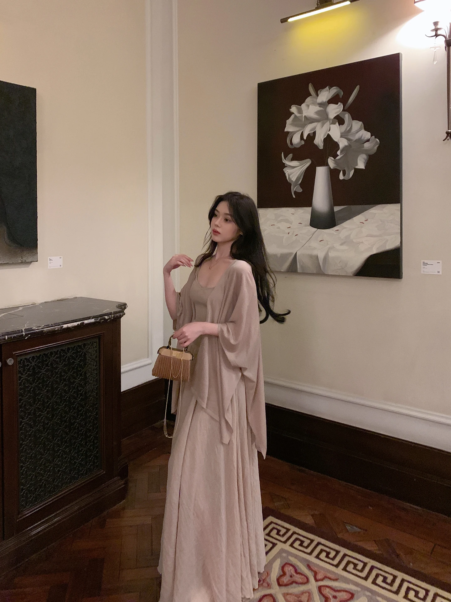 

ByYou Autumn New Sle Pleated Cotton Linen f Skirt Slimming Large Hemline Long Skirt Casual High Waist A-Line Skirt