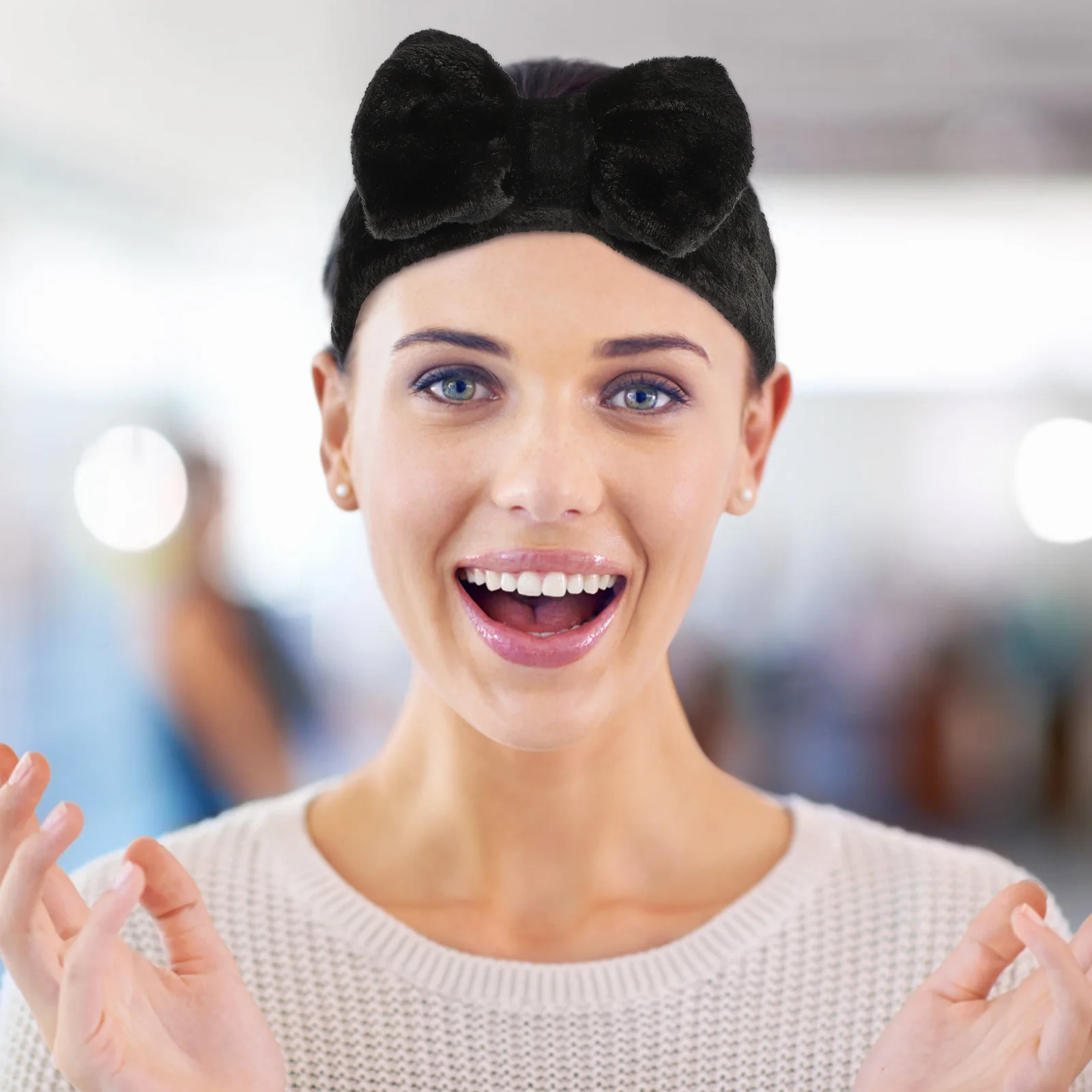 1 مجموعة غسل الوجه Headbands مطاطا Bowknot العصابات الشعر الأساور ماكياج العناية بالوجه واسعة Headbands النساء الأساور المرنة