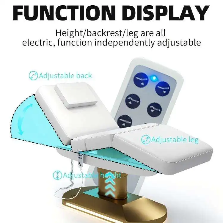 Electric Height Adjustable Massage Bed With PU Leather Upholstery For Professional Spa And Salon Facial Treatments