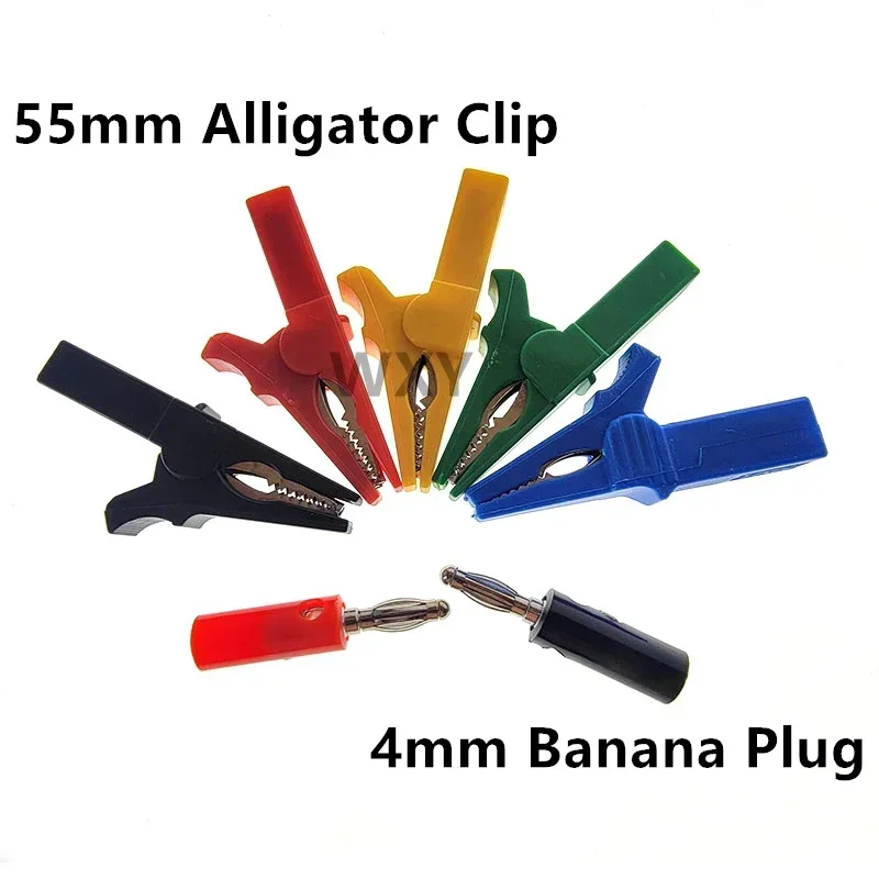 Cable Clips 55mm Alligator Clip Banana Plug Test crocodile clips copper plastic copper test wire clip lantern plug 4MM matching