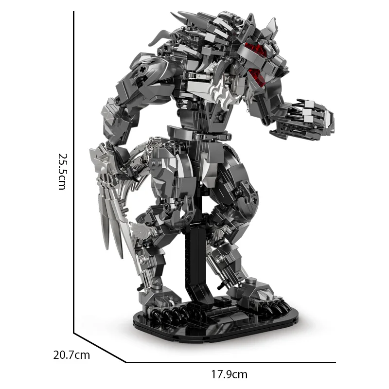 Creativo 813 pezzi notte oscura lupo mannaro figurine blocchi di costruzione MOC armatura argentata Mecha Wolfman mattoni giocattoli per bambini ragazzi regalo