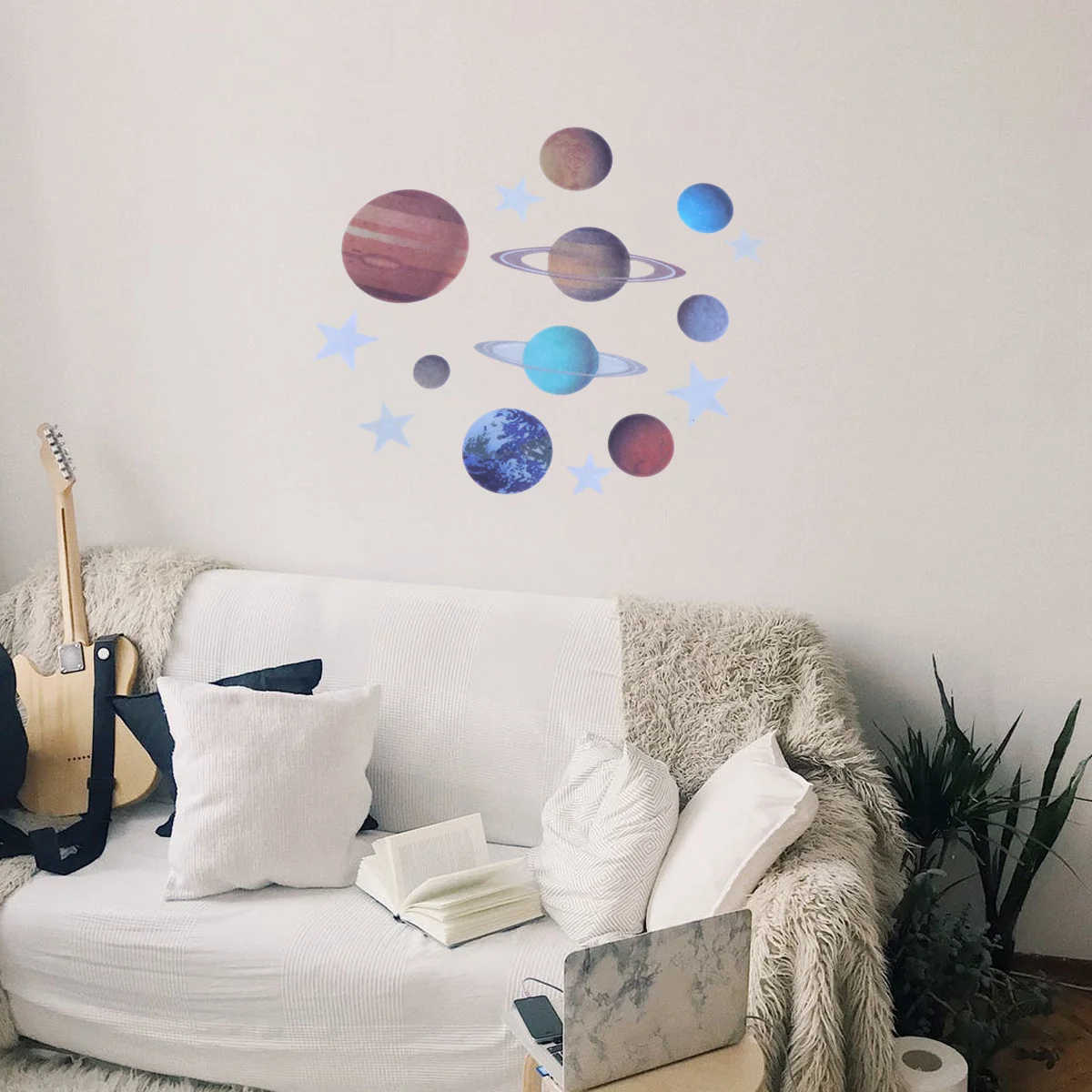 

Glowing 3D Night Luminous Wall Stickers Planet Theme Dark Light Absorbing Glow In The Dark Moon Star Decals For Room Decor