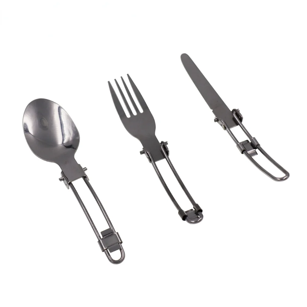 New Outdoor Stainless Steel Folded Fork Spoon Knife Picnic Camping Dinnerware Tableware