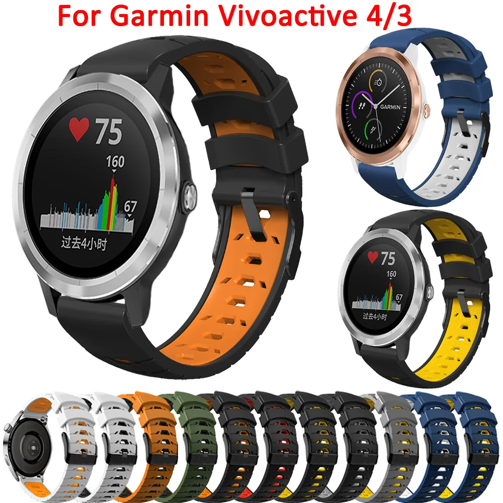 20 22mm Smartwatch Strap For Garmin Vivoactive 4 3 3t HR Venu 2 SQ Silicone Band Forerunner 645 245 MUSIC 55 Wrist Bracelet Belt