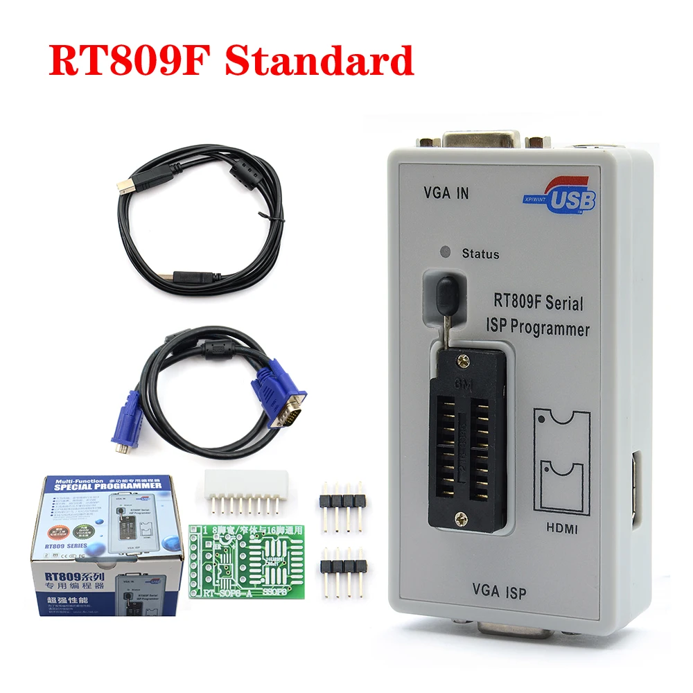 RT809F ISP Programmer RT809 Lcd Usb Chip Eeprom Programmer Car Repair Tools 24 25 93 Serise IC with Full Adapters