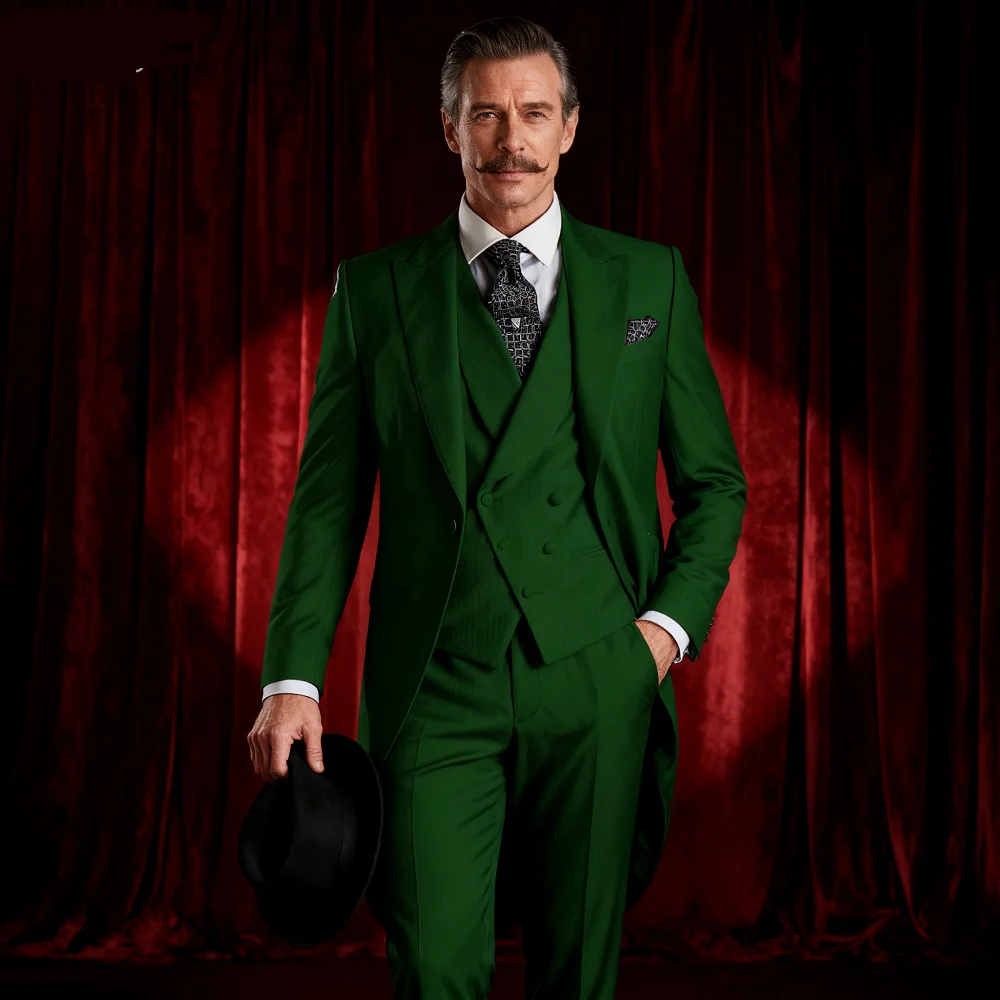 

Men's Monochromatic Tuxedo Set Business Smoking Wedding Dress Blazer Jacket Vest Pants 3-Piece Suit for Formal Occasions