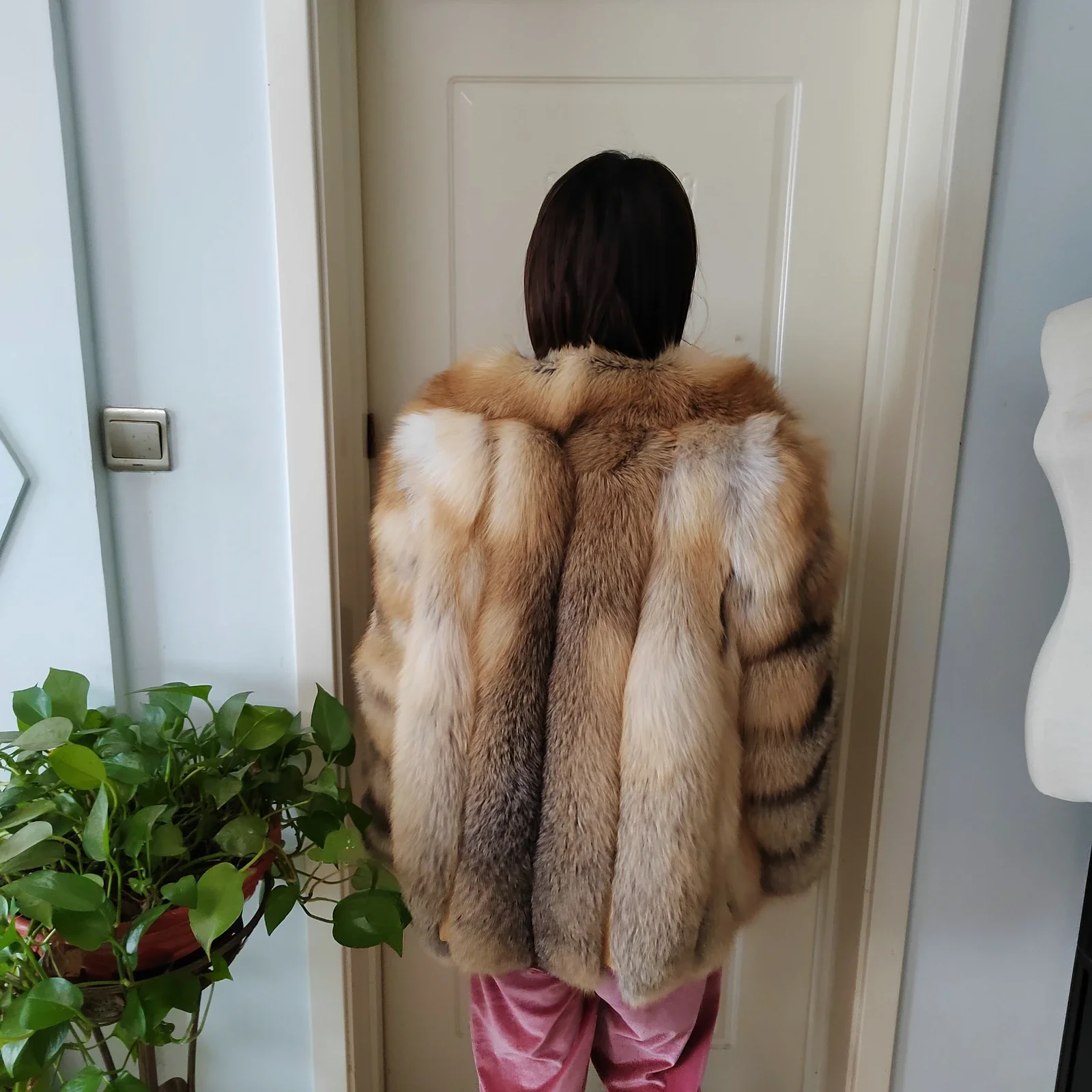 custom raccoon fur coat real fox fur  long style hooded fur coat men's coat