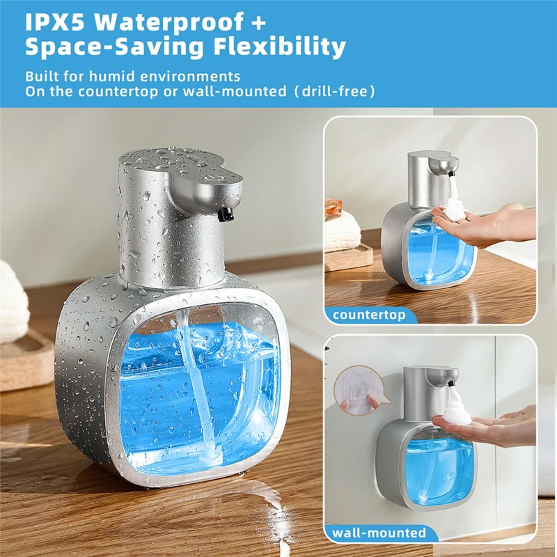 

CHCH Smart Hand Washing Machine Wall Mounted Automatic Soap Dispenser Foam 500Ml Liquid Rechargeable Induction Sensor