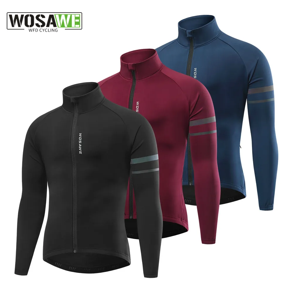 WOSAWE Bicycle Men's Jacket Winter Windproof Cycling Jacket Fleece Warm Riding Outdoor Running Sports Jacket for Hiking