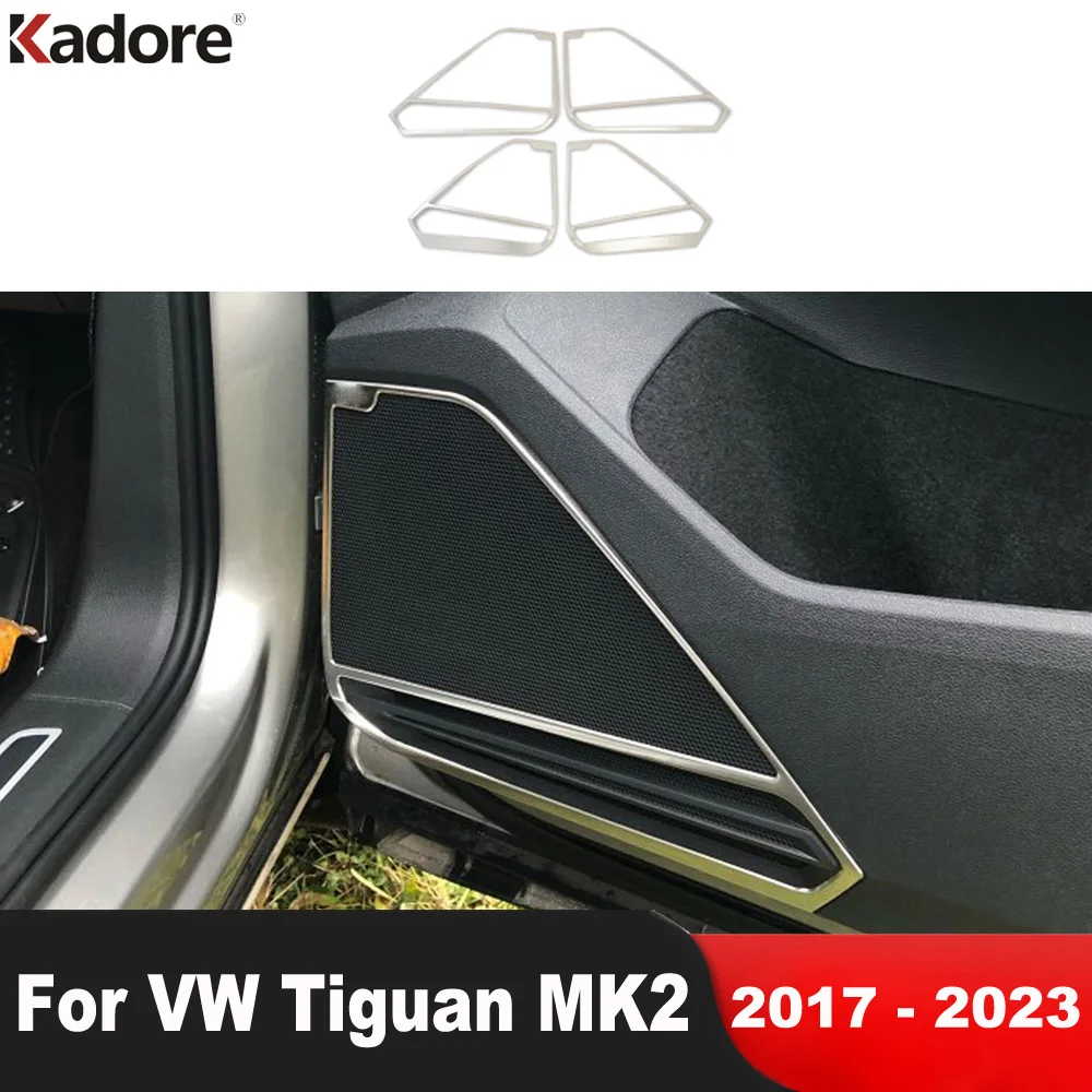 For Volkswagen VW Tiguan MK2 2017-2019 2020 2021 2022 2023 Stainless Car Door Audio Loud Speaker Cover Trim Interior Accessories