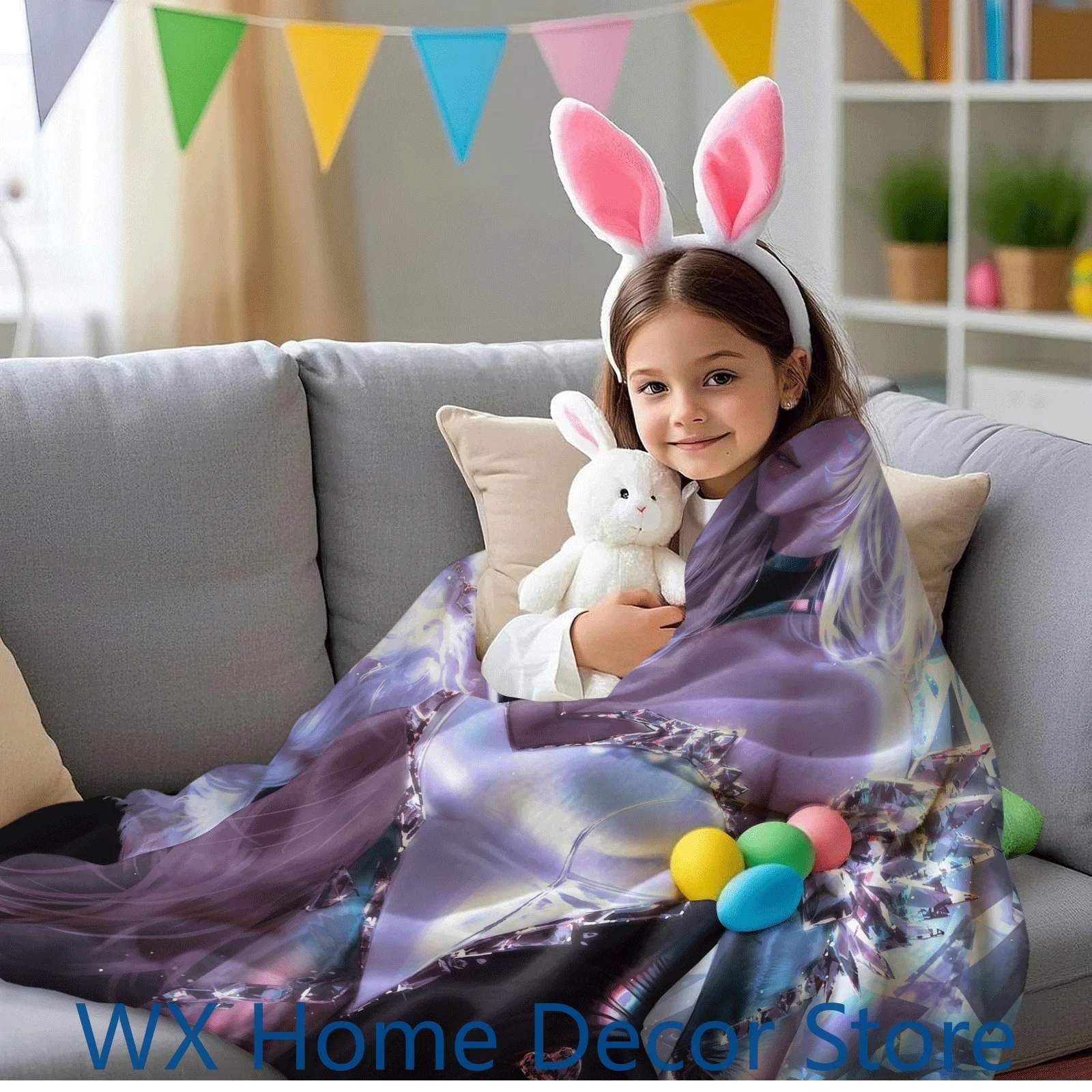 الصين أنيمي AI الفن الصوف بطانية-تصميم شخصية مغر آلة قابل للغسل الفانيلا غرفة الرياضة الإلكترونية بطانية الزخرفية