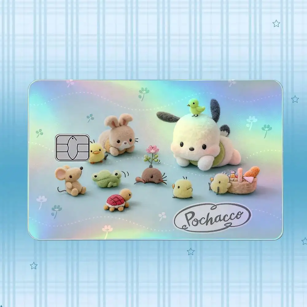 P-Pochacco Laser-Hologramm-Karten-Skin-Aufkleber für Kredit- und Debitkarten – 4 Stück/Set, wasserfester, kratzfester Schutz – Detail 11