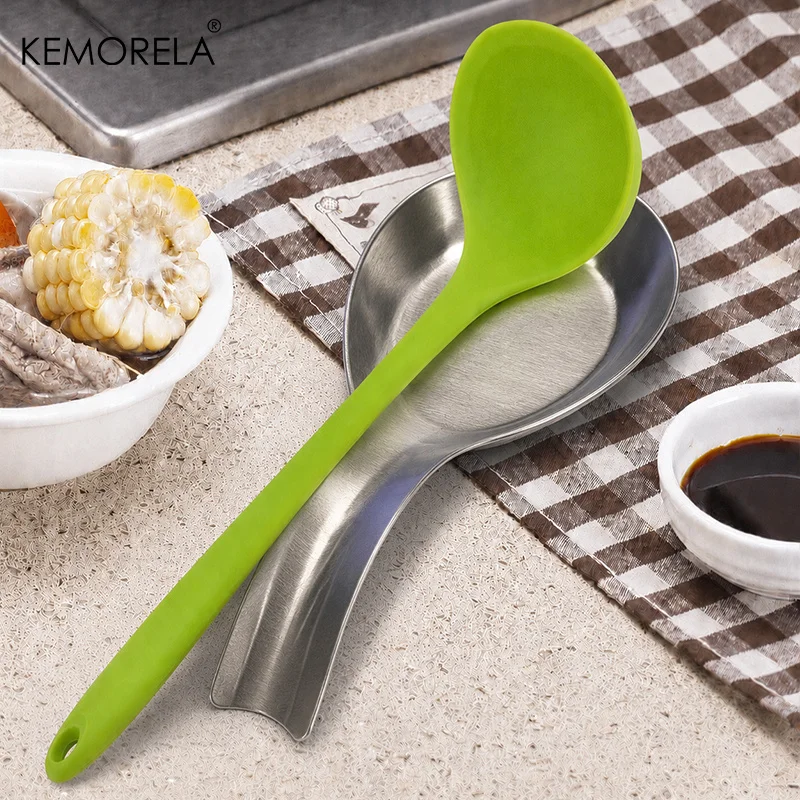 1pc Durable Stainless Steel Soup Spoon Rest Tray-Sleek, Simple Design for Home Commercial Use | Holds Spoons Small Kitchen Tools