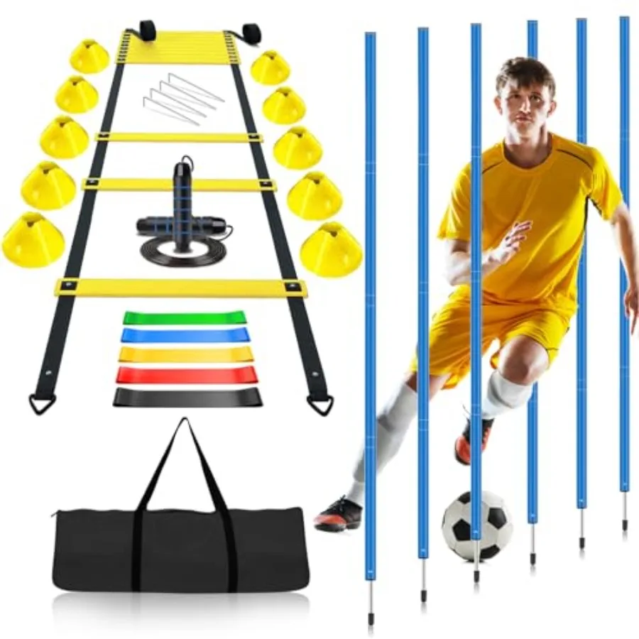

Soccer Agility Training Poles Equipment Adjustable Soccer Equipment for Training Includes 6 Flexible Agility Poles