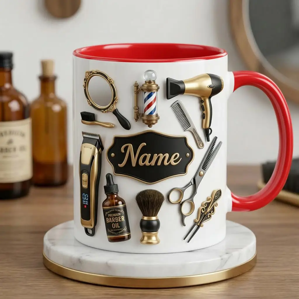 Personalized Hairstylist Coffee Cup 3D, Beauty Salon 3D Effect Ceramic Cup Coffee Cup Mugs Coffee Cups