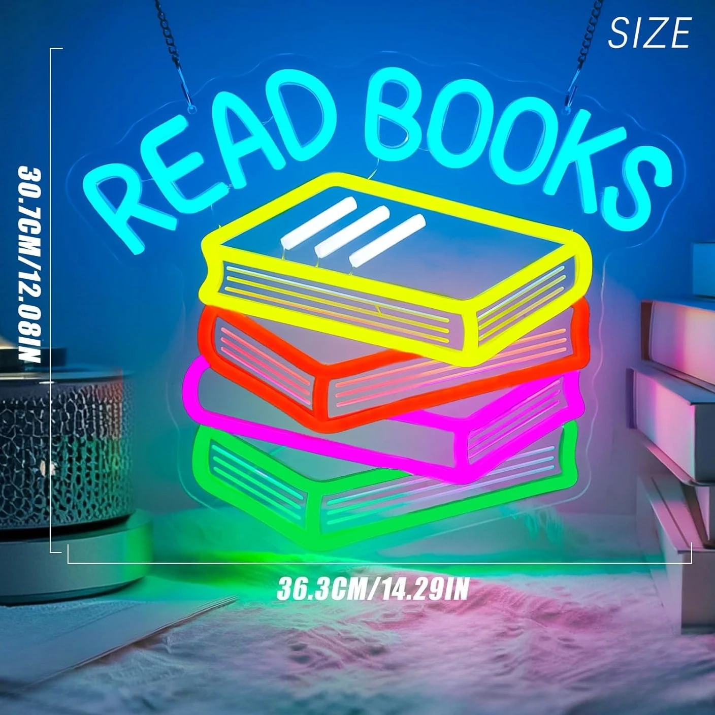 Read More Books Neon Sign for Classroom Decor LED Dimmable Cool Kids Read Neon Light for Reading Corner Library Study Room Decor