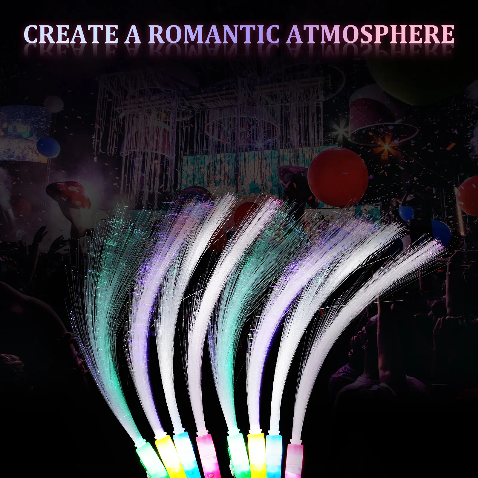 

12Pcs Fiber Optic Light Up Wands Glow Sticks Set Premium PVC Flexible Flashing LED Rods for Concert Festival Party Wedding