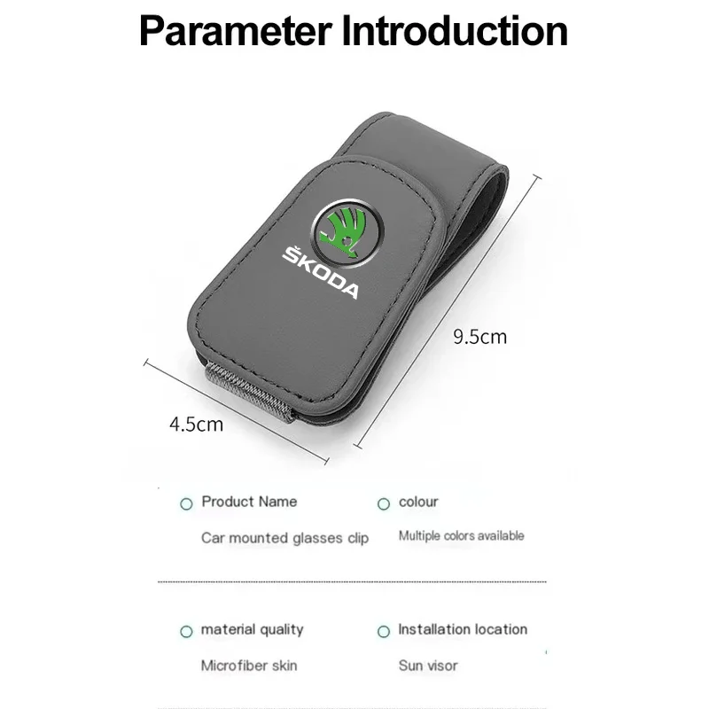 Car Sun Visor Glasses Clip Eyeglasses Clip Automobile Sunglasses Holder Card Case For Skoda Octavia Fabia Kamiq Kapoq Kodiaq
