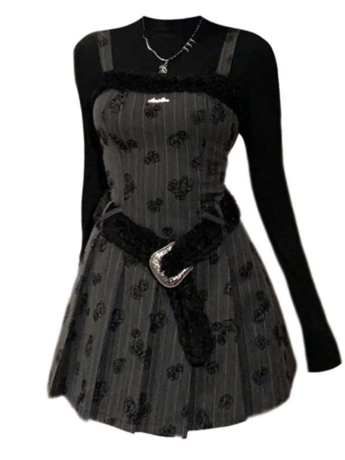 

plus Size Women's Gauze Wrap Dr Two-Piece Set Waist-Cinching Design Inner Wear Spring Faion Outfit Casual Chic