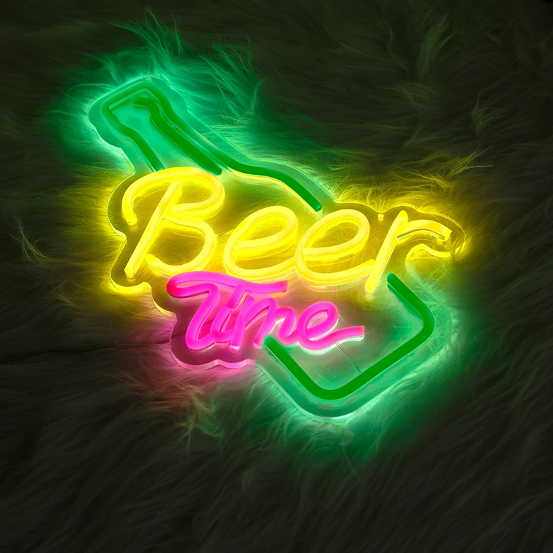 Beer Time Led Neon Sign Shop Bar Restaurant Hotel Decorative Light Neon Bedroom Wall Kitchen Personalized Decor Night Light USB