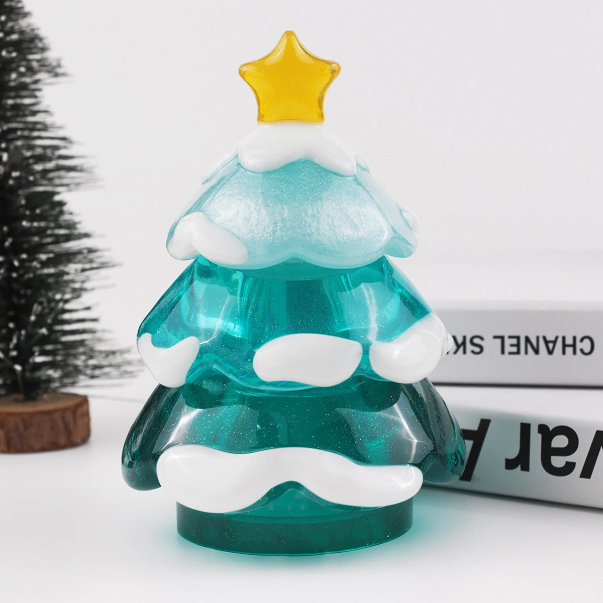 3D Christmas Tree Split Candle Cup With Lid Silicone Mold Gypsum Candle Holder Jar DIY Craft Christmas Home Decor DIY Xmas Gift