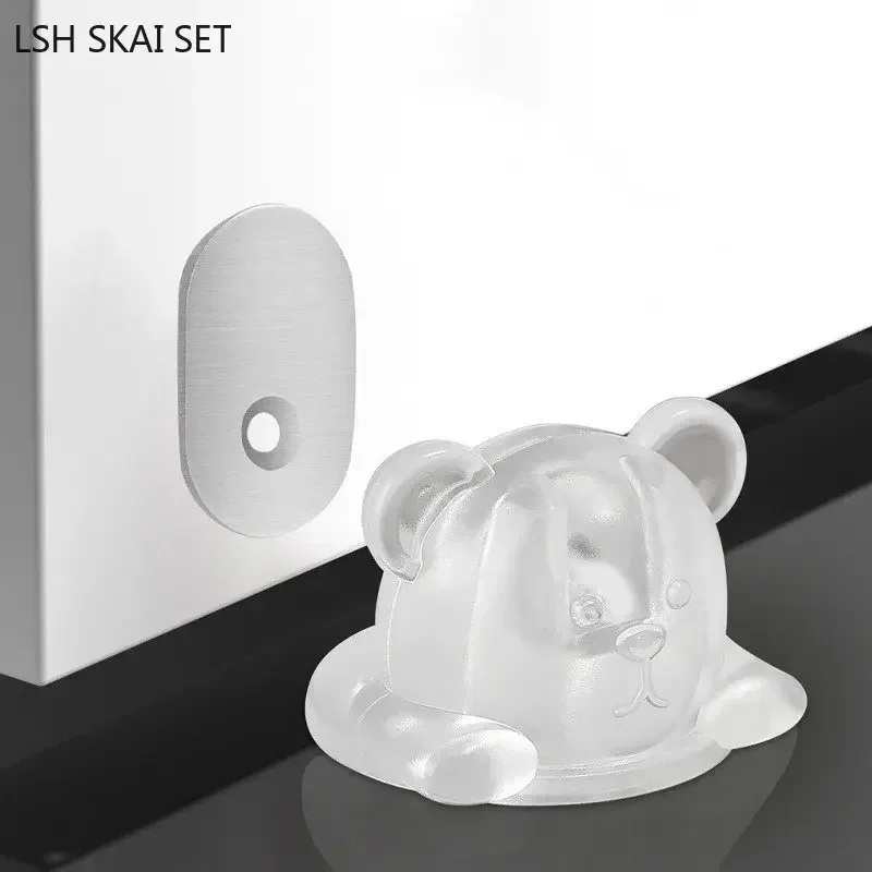 

Non-punching Magnetic Absorption Door Stopper PVC Transparent Bear Silent Anti-collision Door Suction Home Improvement Door Stop