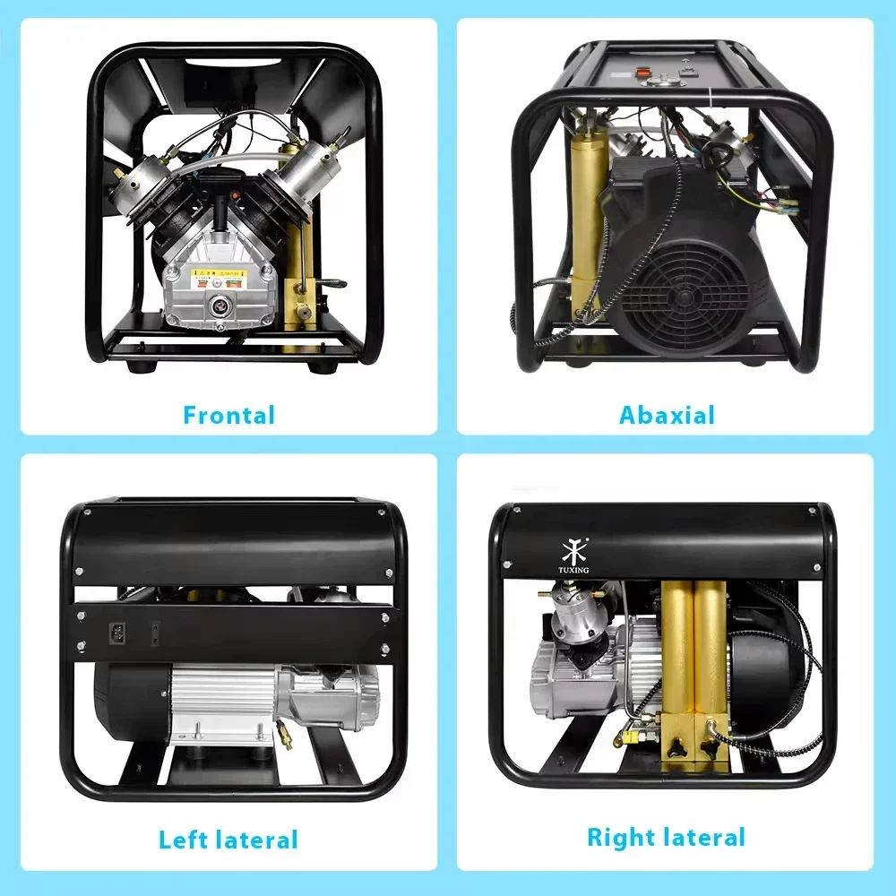 TUXING TXEDM042 300Bar PCP Air Compressor High Pressure Auto Stop With Double Filter Device for Scuba Diving Tank PCP Air Rifle