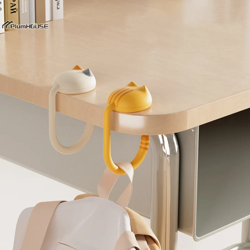 Kawaii Cat Shape Bag Hanger Purse Hook Table Side Handbag Hooks Travel Bags Storage Holder For Home Office Desk School Organizer image 6