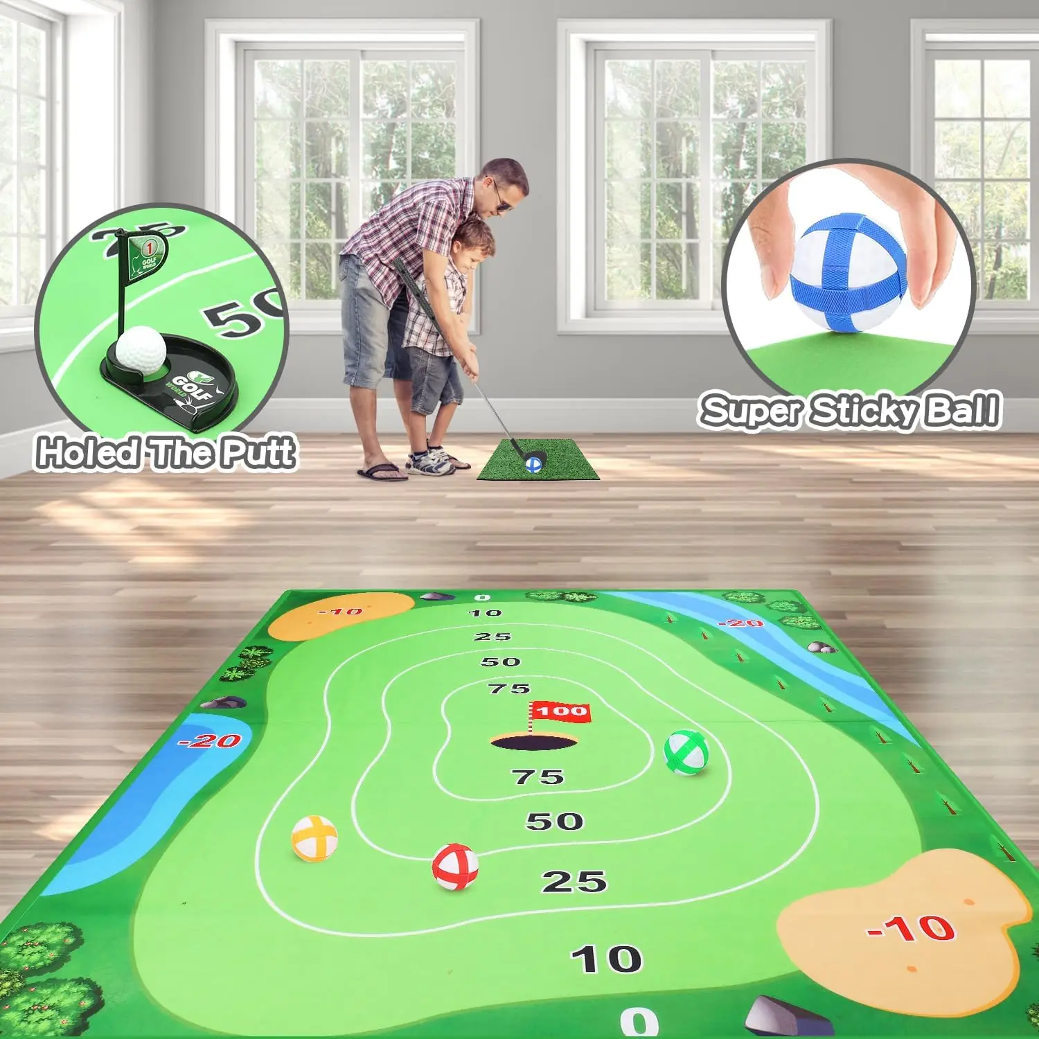 Chipping Golf Game Mat Set Indoor Buitenspellen, Achtertuin Golfspellen Voor Volwassenen Kinderen Oefenen, Golf Training Hulp Apparatuur Stick