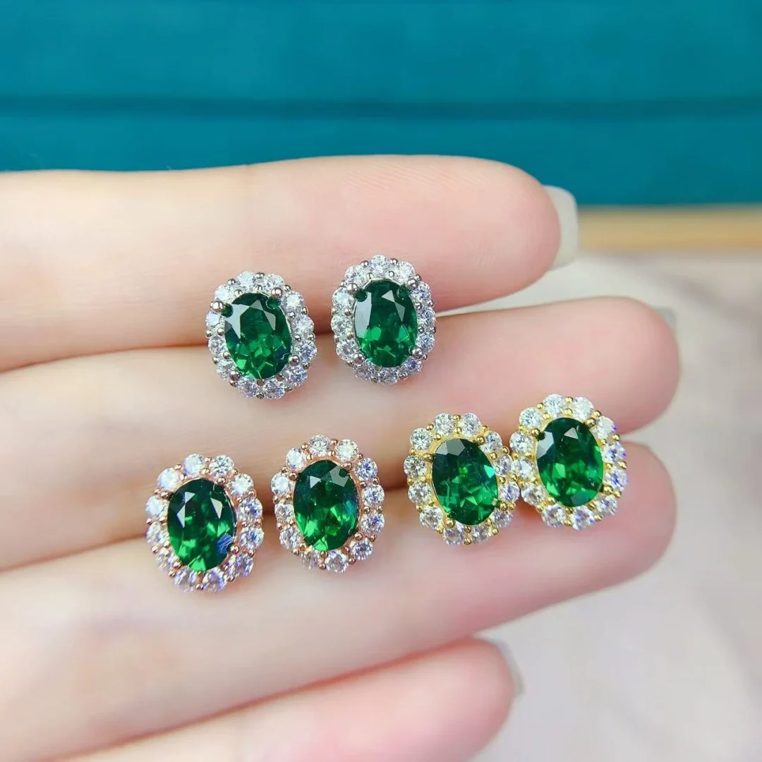 

Stunning Natural Diopside Stud Earrings Premium S925 Silver Women Luxury Jewelry Trendy Glamorous Gift Idea
