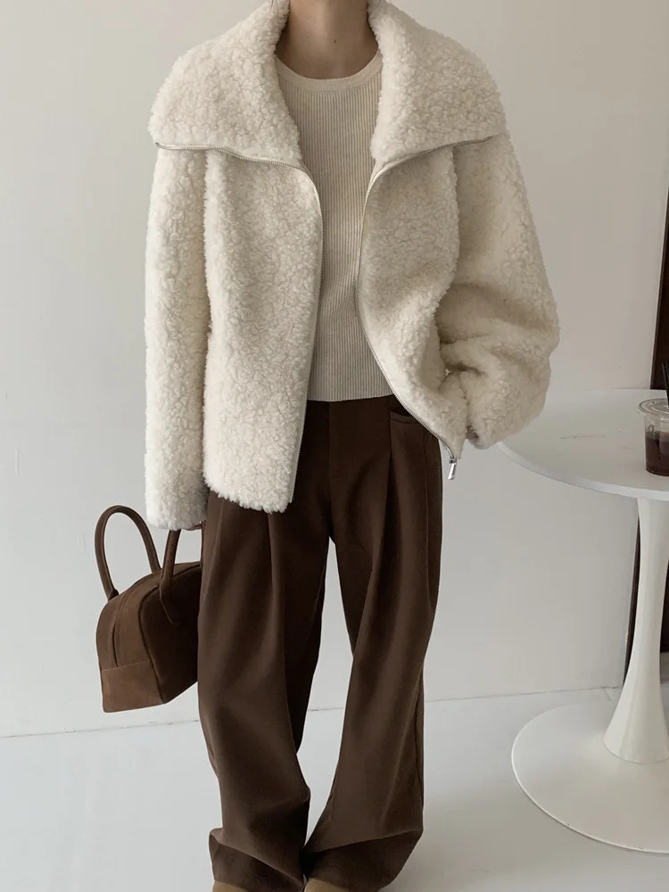 

Женская укороченная куртка из овечьей шерсти, фиолетовая, с текстурной отделкой, на молнии, зимняя, практичная, с карманами, GF