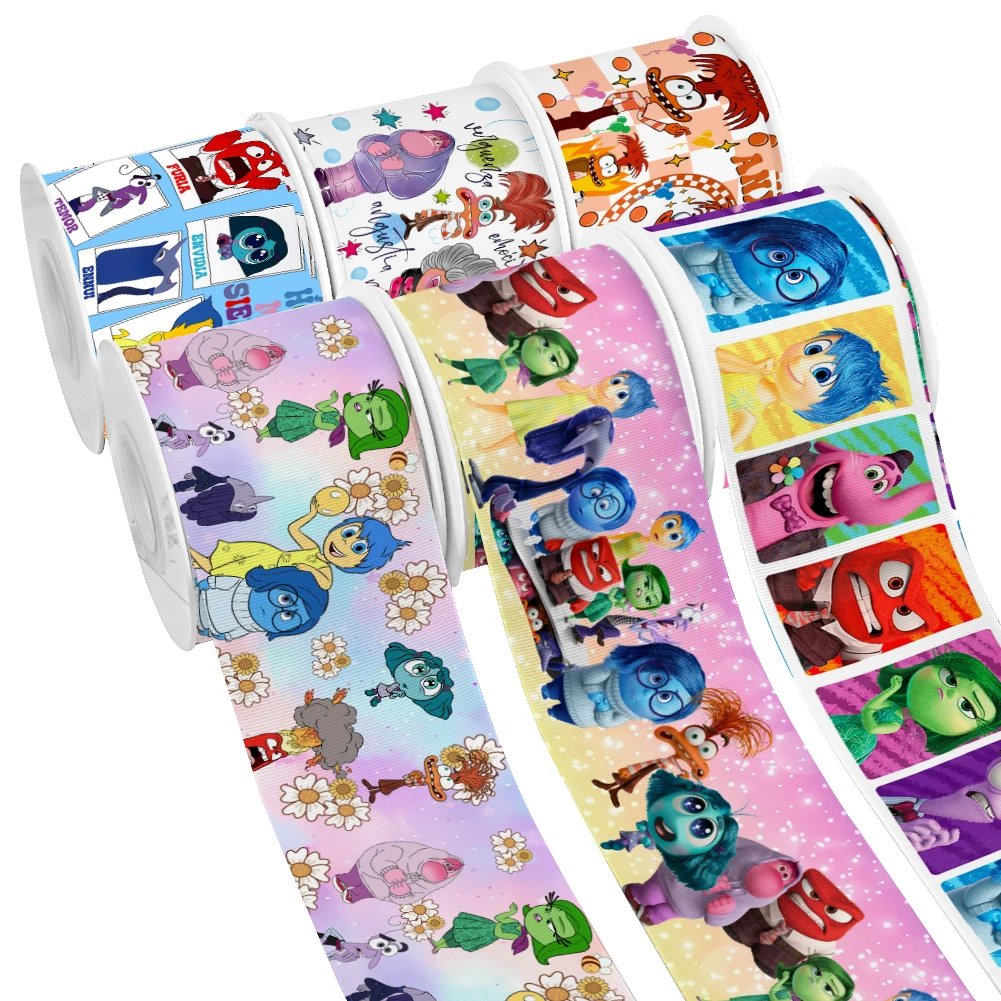 MINIS Disney Cartoon Inside Out Pattern Printing nastro in Grosgrain 5Yards per fiocchi per capelli fai da te Merry Party Dec Meterials