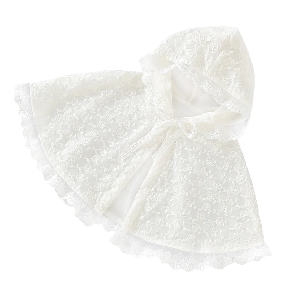 

Lace Cloak Girls White Size Baby Shawl Cosplay Cape Double Layer UV Protection Cosplay Cape Soft Material Stage Beach