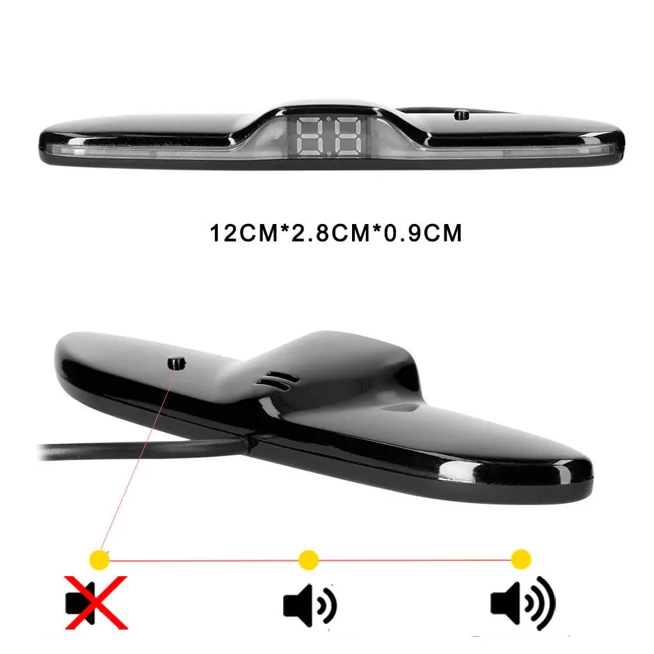 QXNY 4-Parksensoren-Kit, flach, 16,5 mm, Parktronic, Rückfahr-Backup-Radar, Rückstoß, automatischer Detektor, Unterstützung, Summer, Automobil – Detail 7