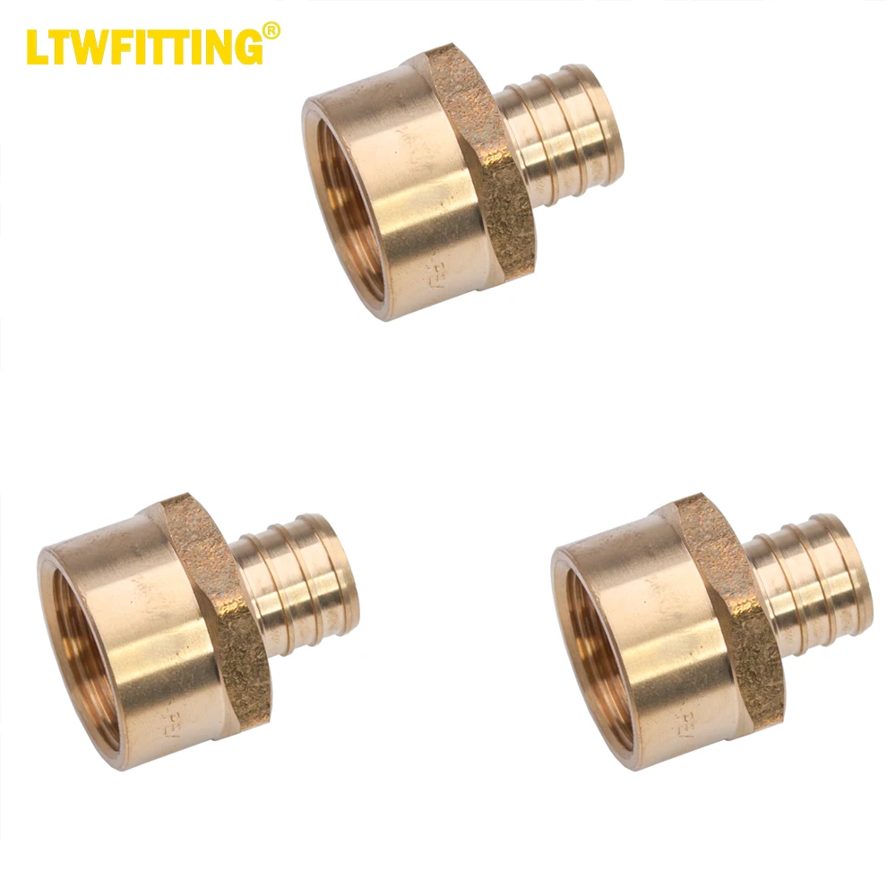 LTWFITTING LEAD FREE 3/4-Inch PEX x 3/4-Inch Female NPT Adapter, Brass Crimp PEX Fitting(Pack of 3)