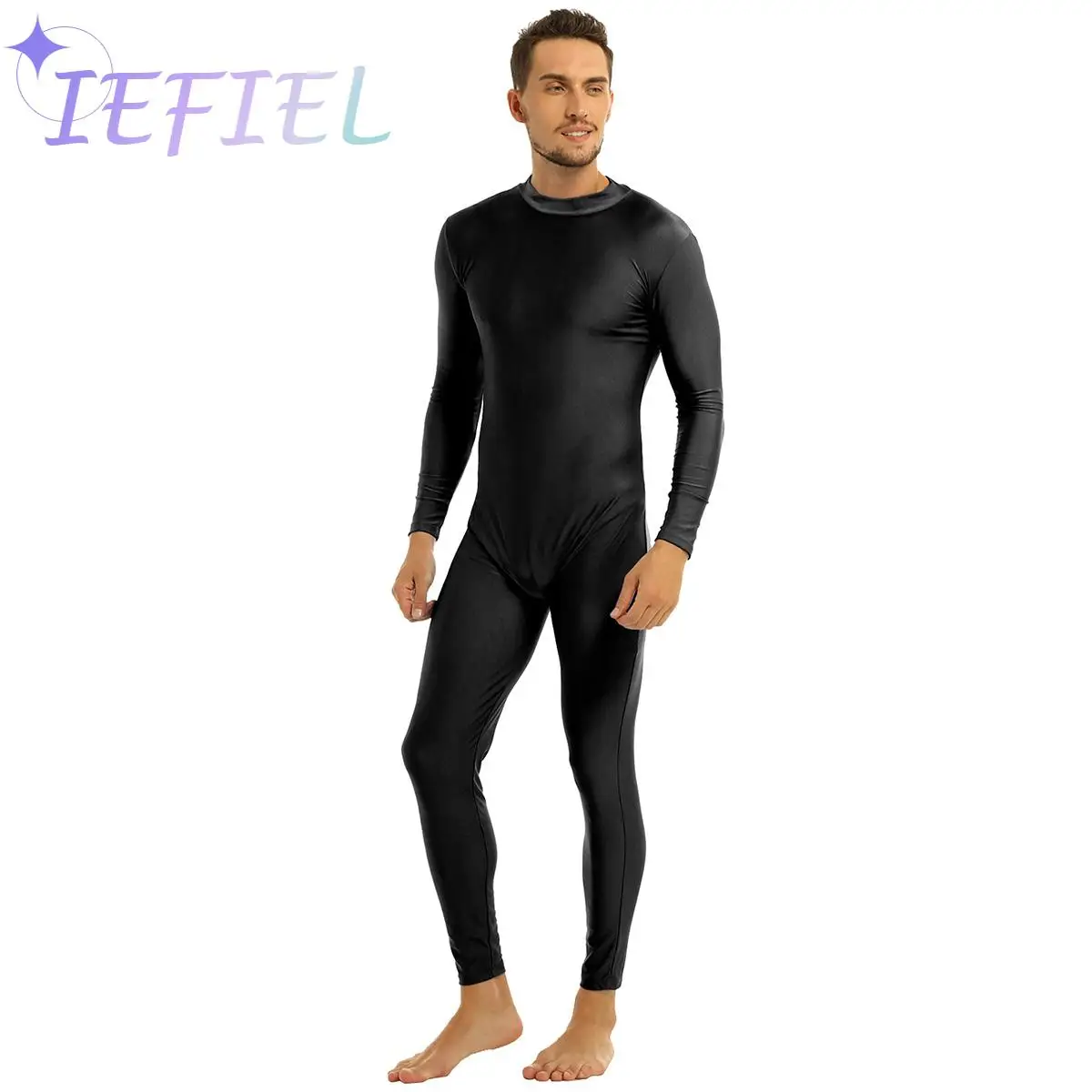 Mens Adults One Piece Full Body Jumpsuit Unitard Leotard Shapewear Skin-Tight Solid Color Unitard Bodysuit Gymnastics Dancewear