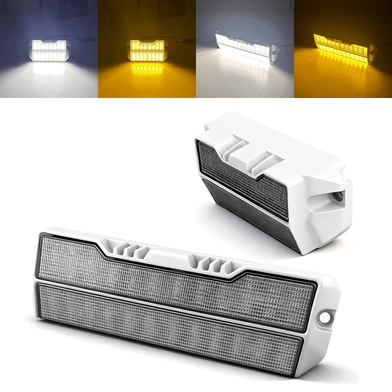 

RV Mount Light Flood Beam LED Scene Light for Camper Van Work Driving Lamp Dual Color Switchable White Amber 5" / 9" Inch LED