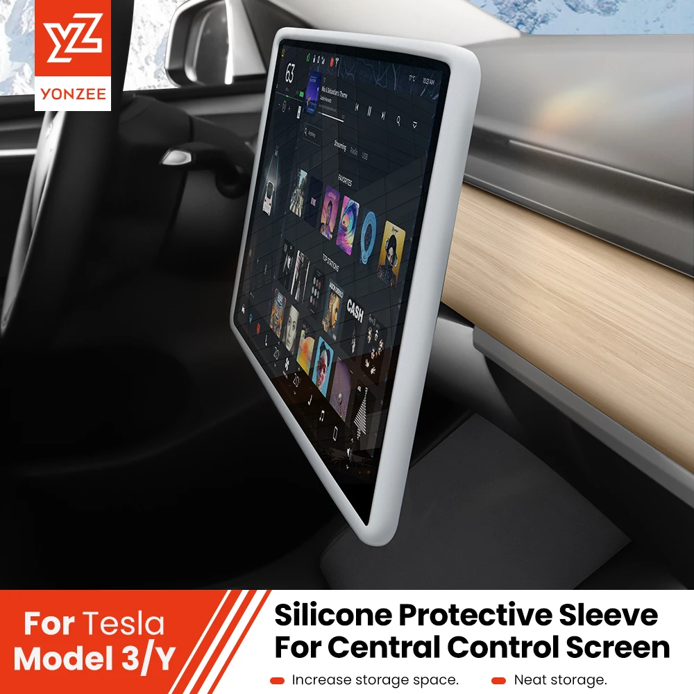 

YZ For Tesla Model 3 Y Silicone Protective Trim Cover Central Control Navigation Screen Protector Frame Tesla Car Accessories