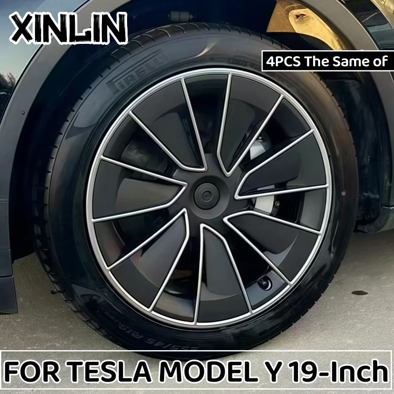 4PCS Wheel Caps 19 Inch Wheel Cover Performance Replacement Wheel Hub Cap Full Rim Cover Accessories For Tesla Model Y 2018-2024