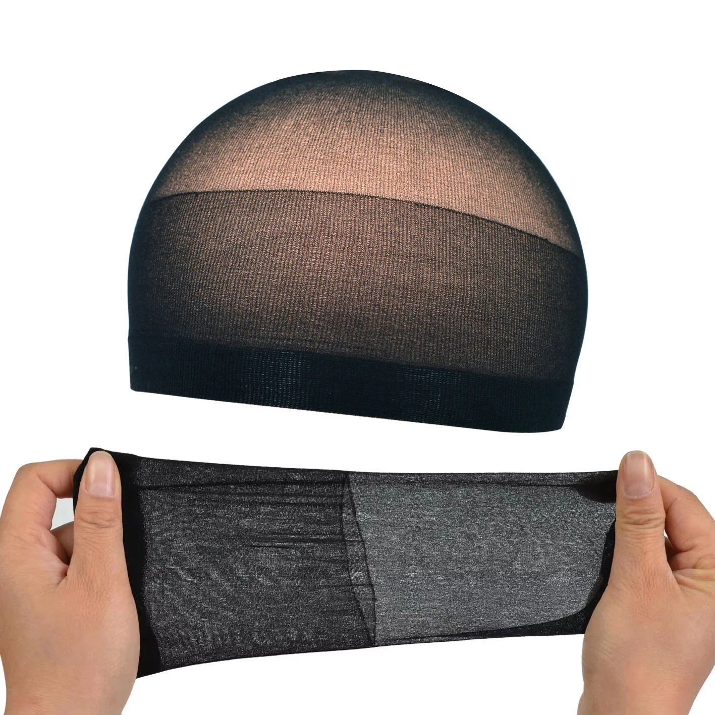 

24 Pieces Nylon Stocking Wig Caps Thin and Breathable Elastic Mesh Cap for Wig Making Beige/Black Hair Nets
