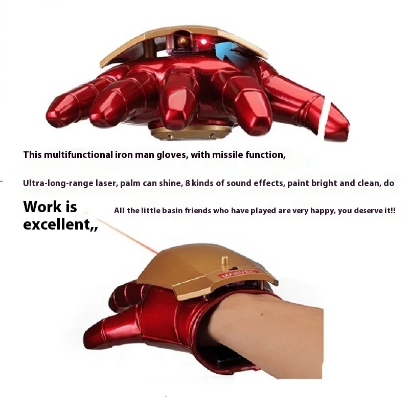 Masque Ironman en PVC avec lumière LED, casque et bras Avengers Iron Man, accessoires de cosplay, figurine d'action, jouets pour enfants et adultes, cadeau pour garçons, 1:1