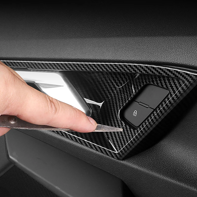 

Для Audi A3 8Y 2021-2022 авто внутренняя дверь чаша наклейки декоративная крышка отделка цвет углеродного волокна автомобильные наклейки аксессуары для интерьера