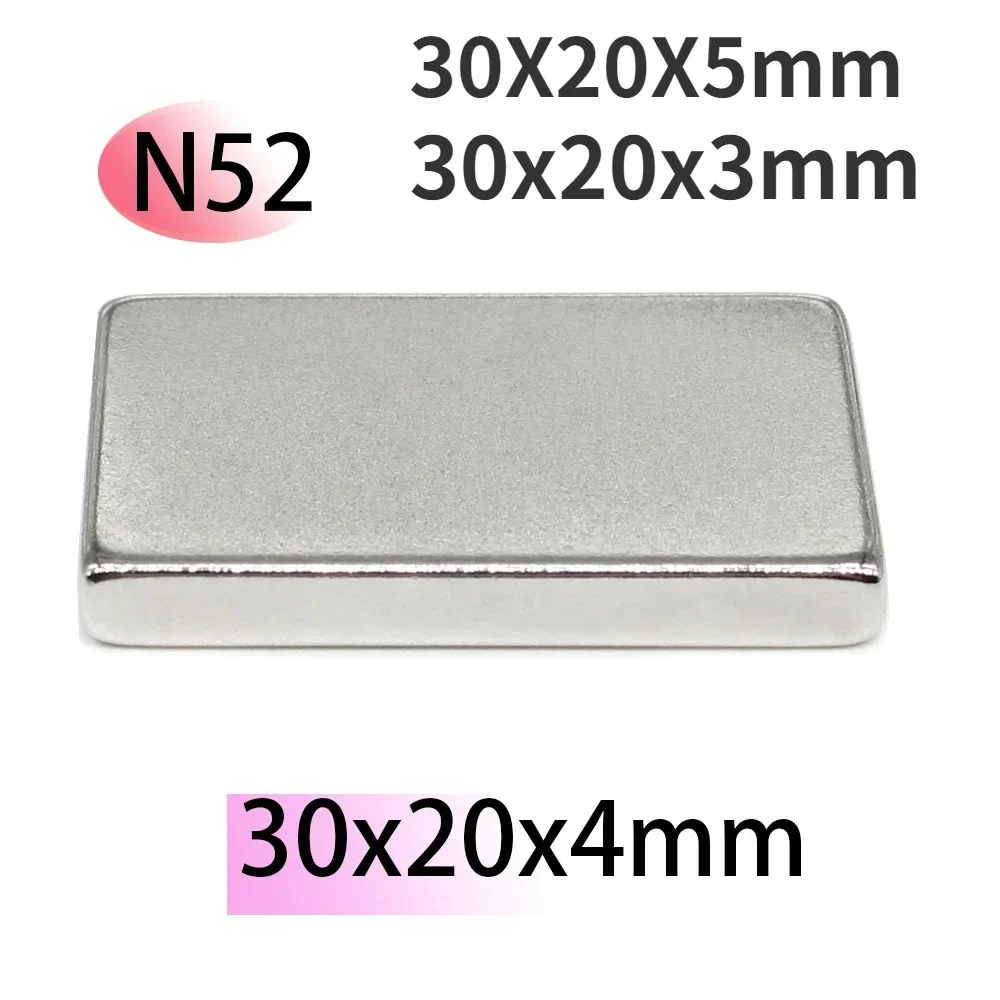 

N52 30X20X4 30x20x3 30X20X5 Motor Square Neodymium Bar Ebike Generation Block Strong Magnet Rare Earth Magnets Search Magnetic