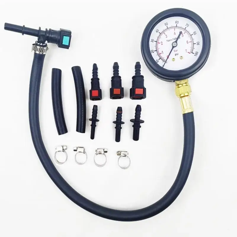 

Vehicle Pressure Tester for Gasoline Fuel System, 0-100PSI with 6.3/7.89/9.49 Valve - Suitable for Cars and Motorcycles
