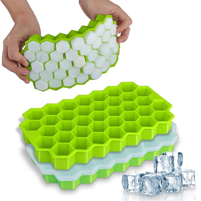 

1pcs Honeycomb 37 Lattice Cube Tray Maker with Lid DIY Ice Mold High Quality Ice Cube Molds with Silicone Lid Bpa-free