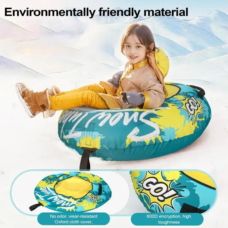 Inflatable Snow Sled Inflatable Winter Sled Tube Heavy Duty Snow Ski Tube For Outdoor Sledding With Thickened Handles And Oxford